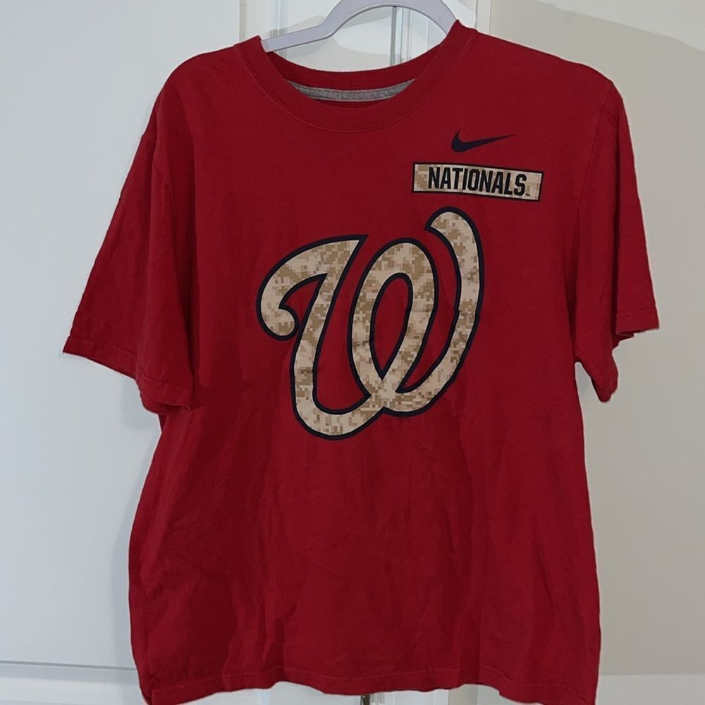 Mens Nike Washington nationalsโDigi Digital Camouflage Camo MLB t shirt L Red